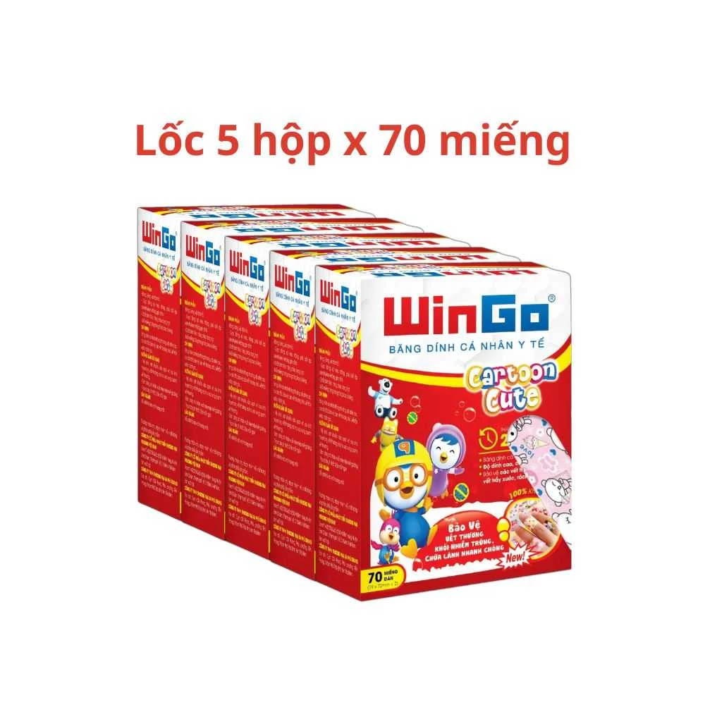Băng dính cá nhân y tế WinGo hộp đỏ em bé