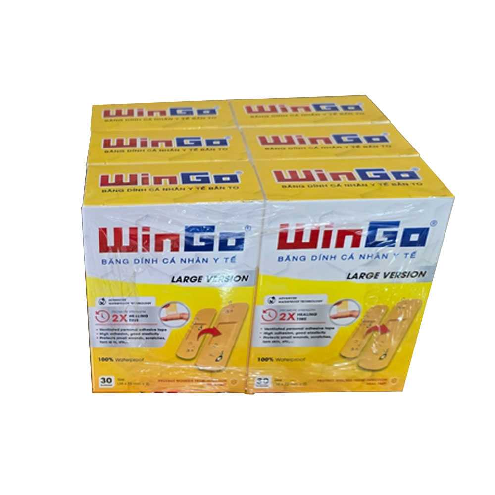 Băng dính cá nhân y tế WinGo hộp vàng bản to