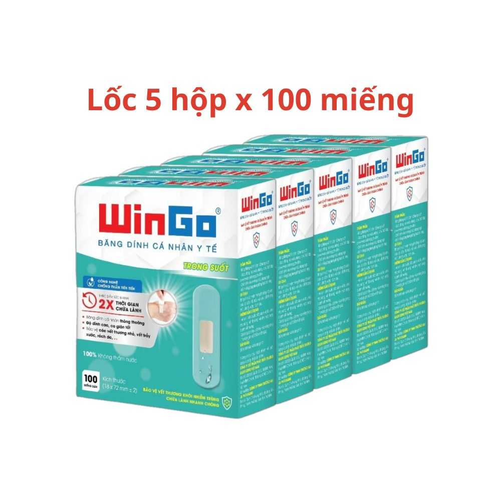 Băng dính cá nhân y tế WinGo hộp xanh ngọc băng keo trong