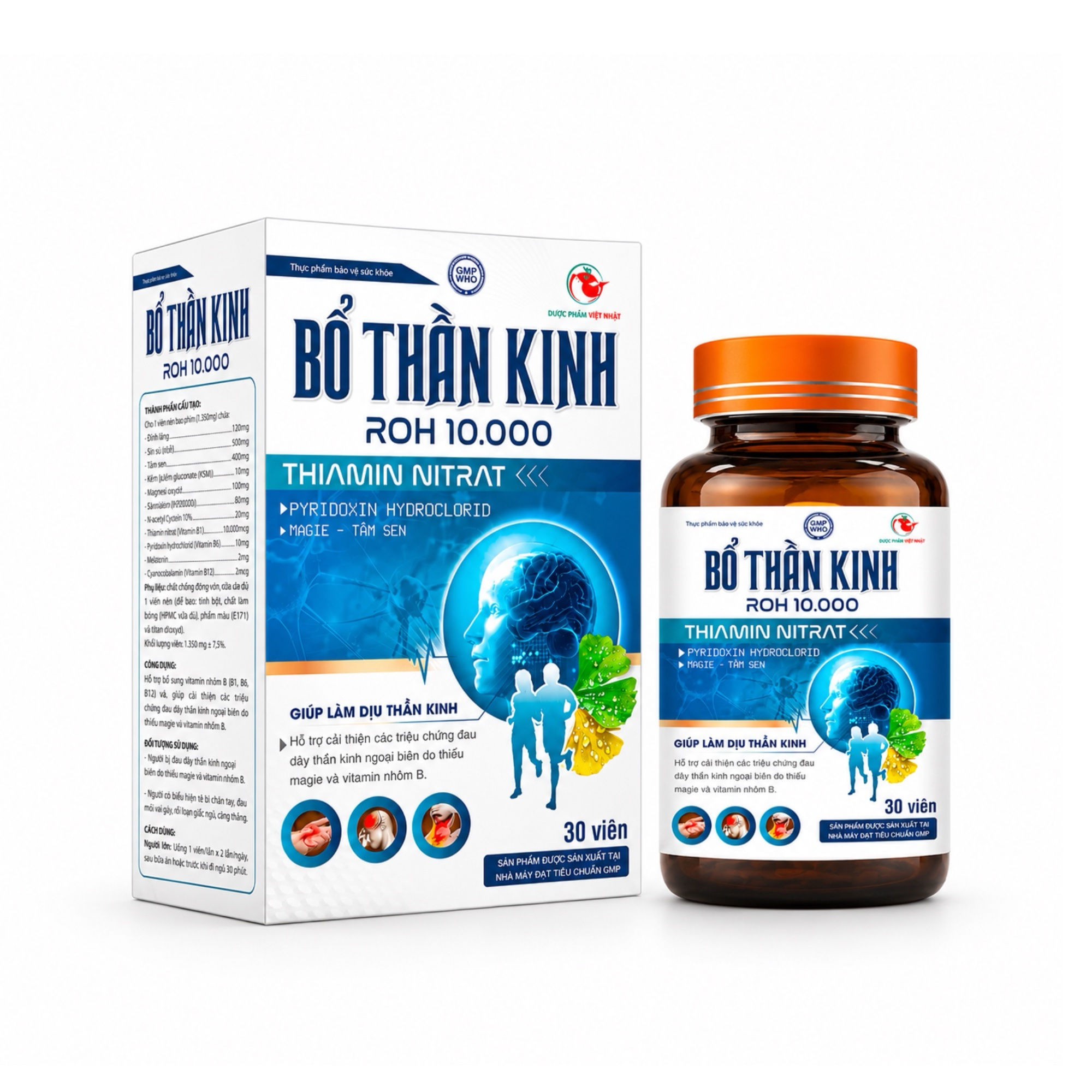 Bổ thần kinh ROH 10.000 (Hộp xanh lá), Hỗ trợ bổ sung B1, B6 và Magie