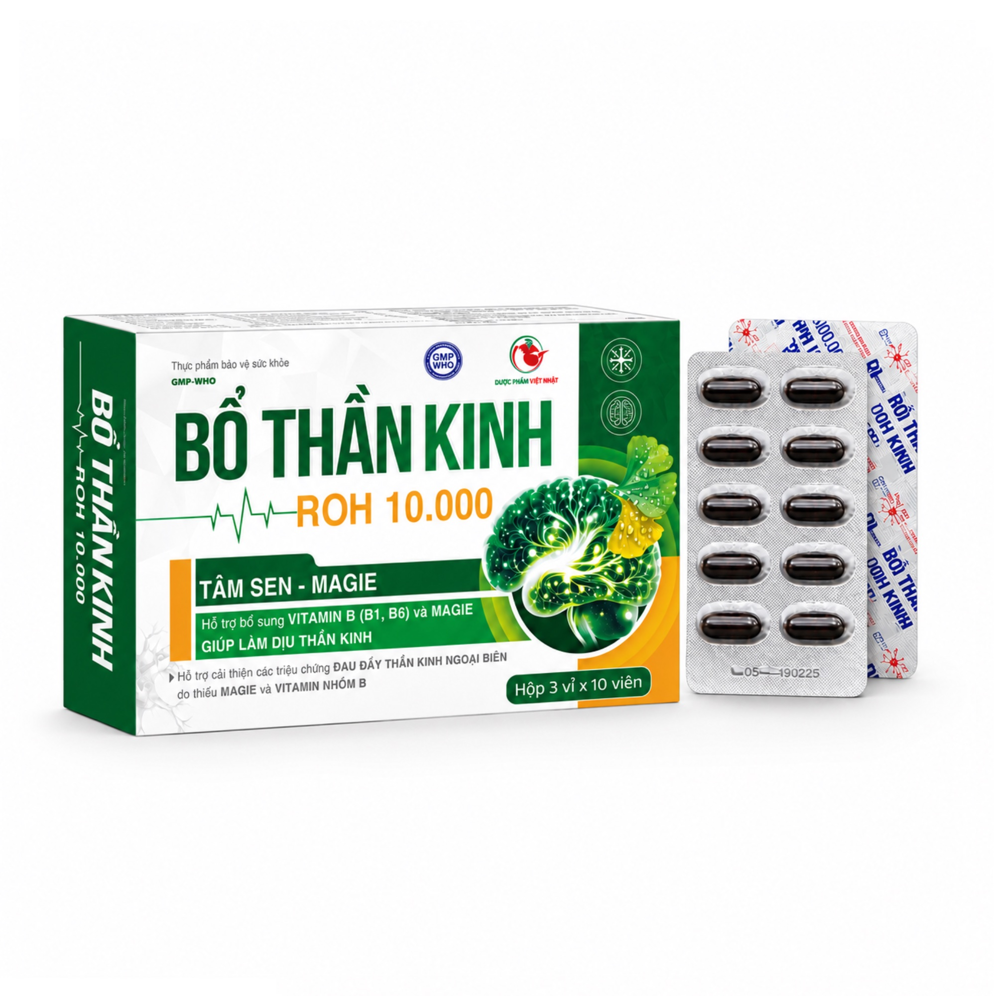 Bổ thần kinh ROH 10.000 (Hộp xanh lá), Hỗ trợ bổ sung B1, B6 và Magie