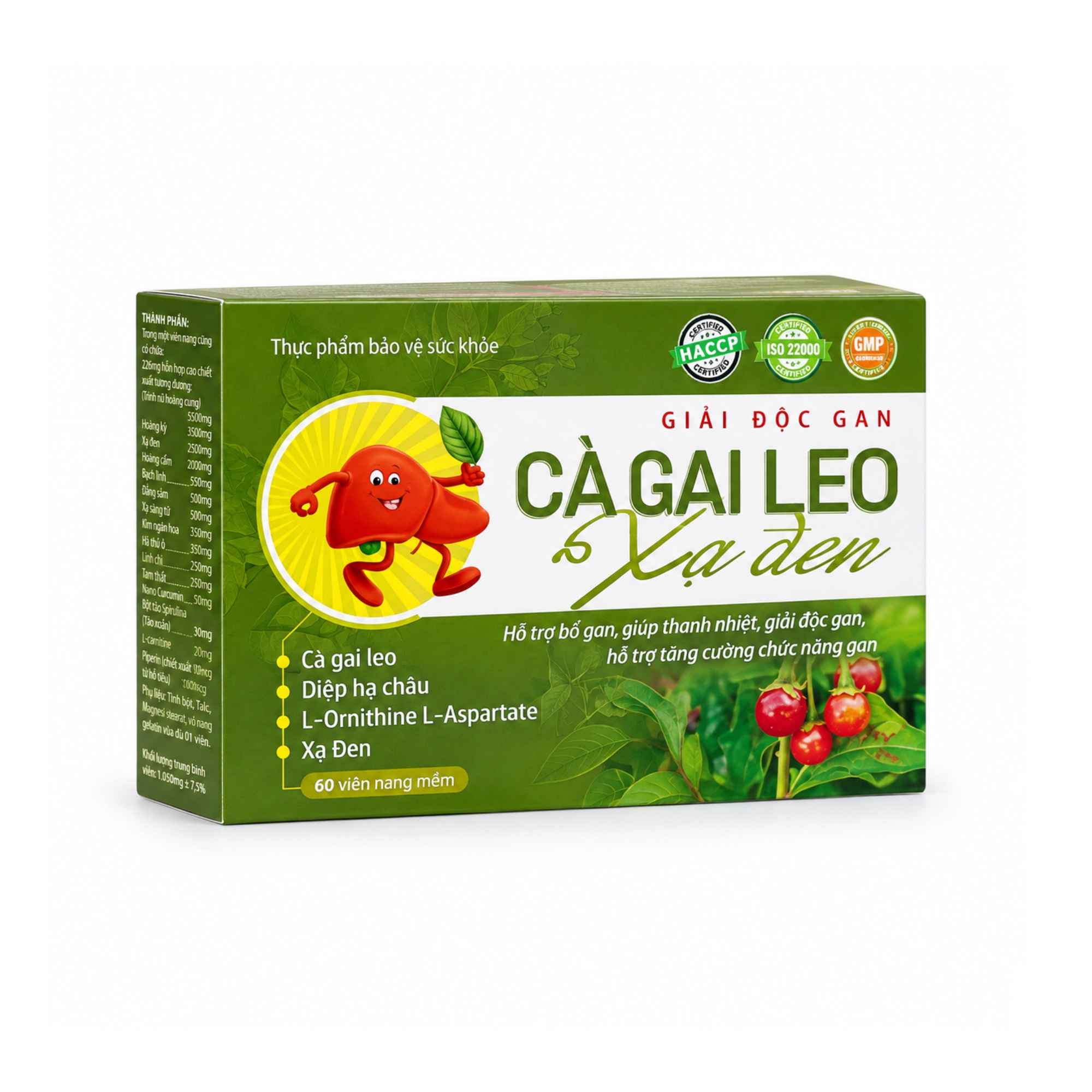 Giải độc gan Cà gai leo Xạ đen hỗ trợ bổ gan, giúp thanh nhiệt, giải độc gan (Hộp xanh)