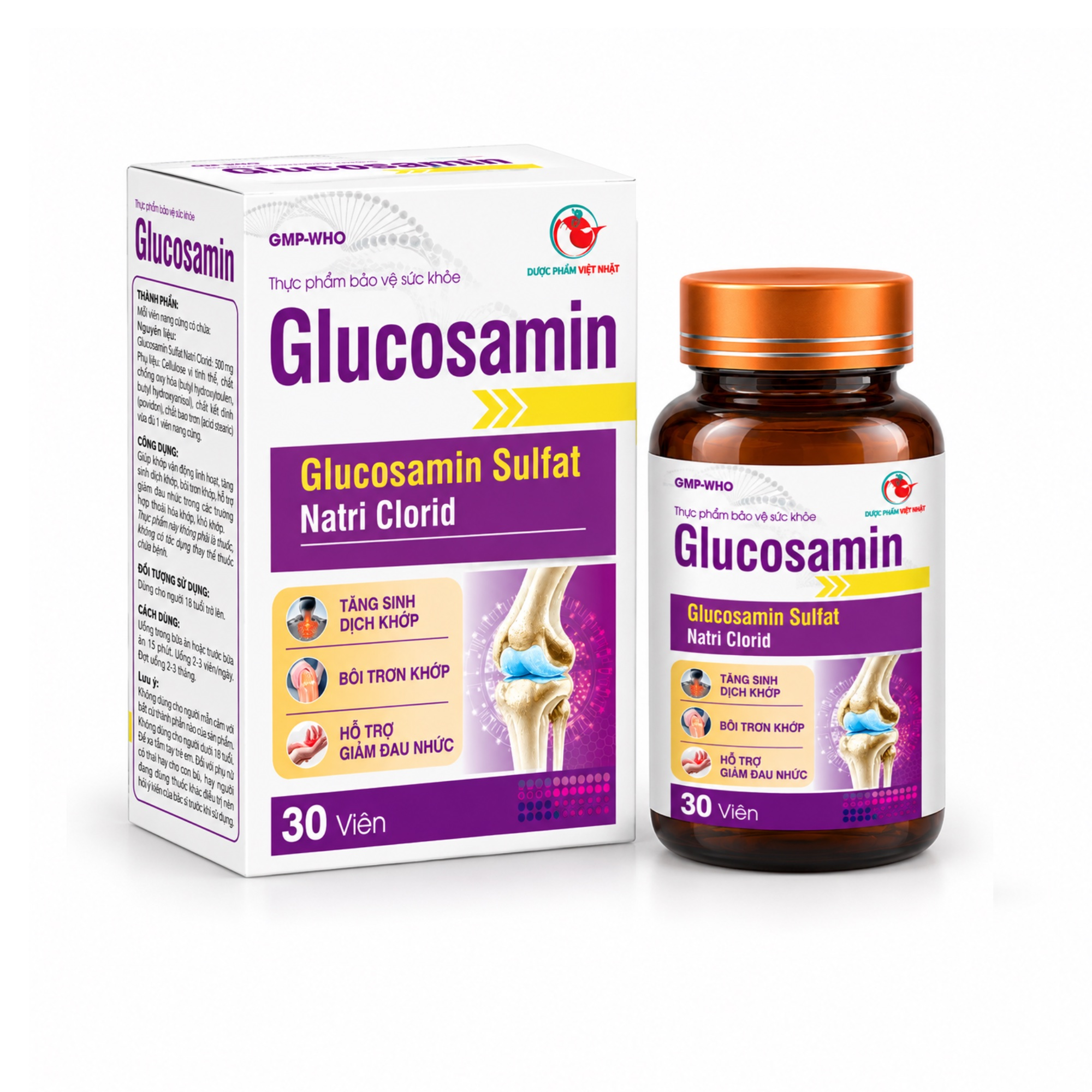 Glucosamin Việt Nhật hỗ trợ giảm đau nhức xương khớp (Hộp Tím)