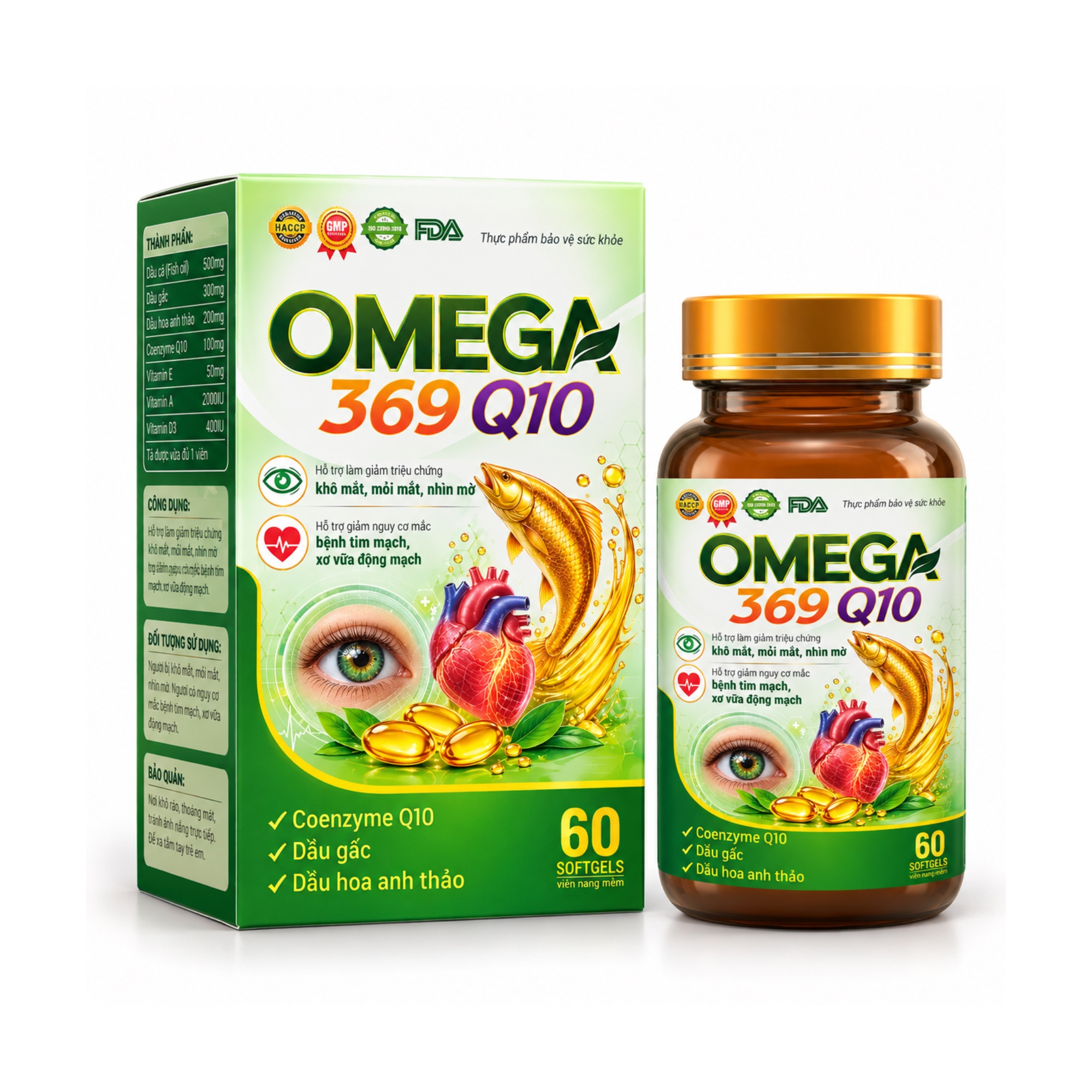 Hỗ trợ giảm khô mắt mỏi mắt Omega 369 Q10 TĐH (Xanh)