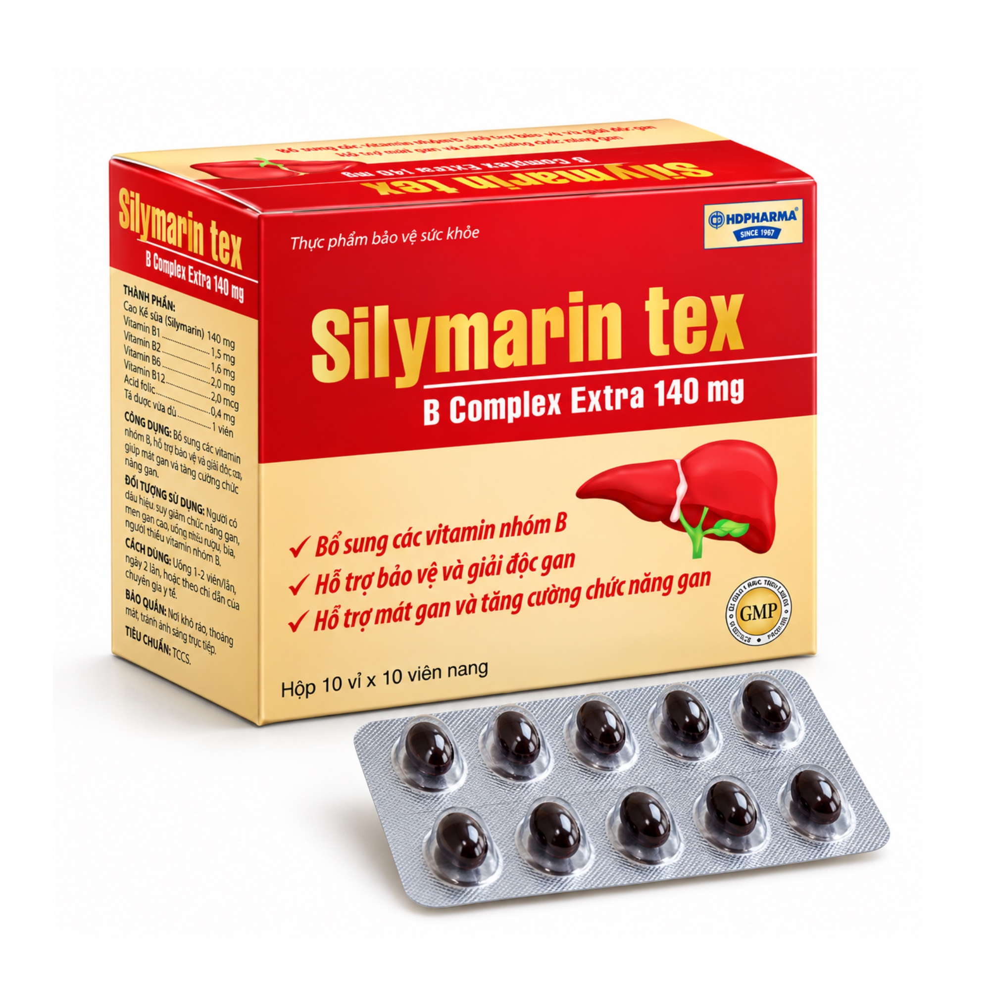 Silymarin Tex giúp mát gan, giải độc gan và tăng cường chức năng gan (Hộp cam)