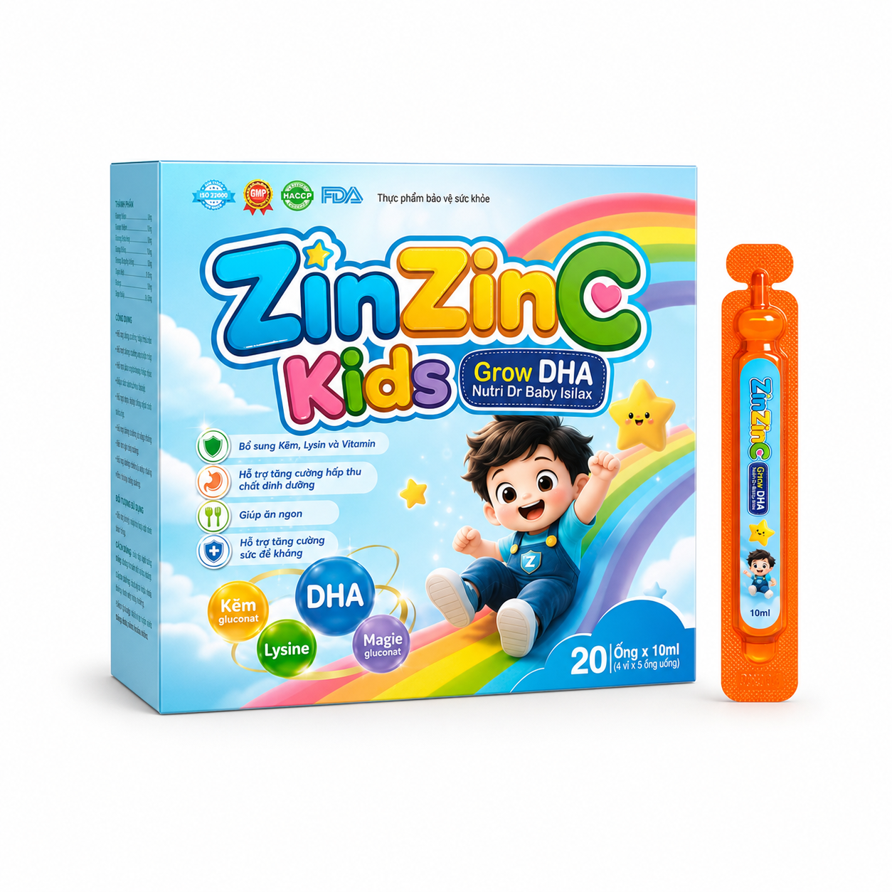 Siro cho bé ZinzinC Kids Grow DHA (Hộp xanh)