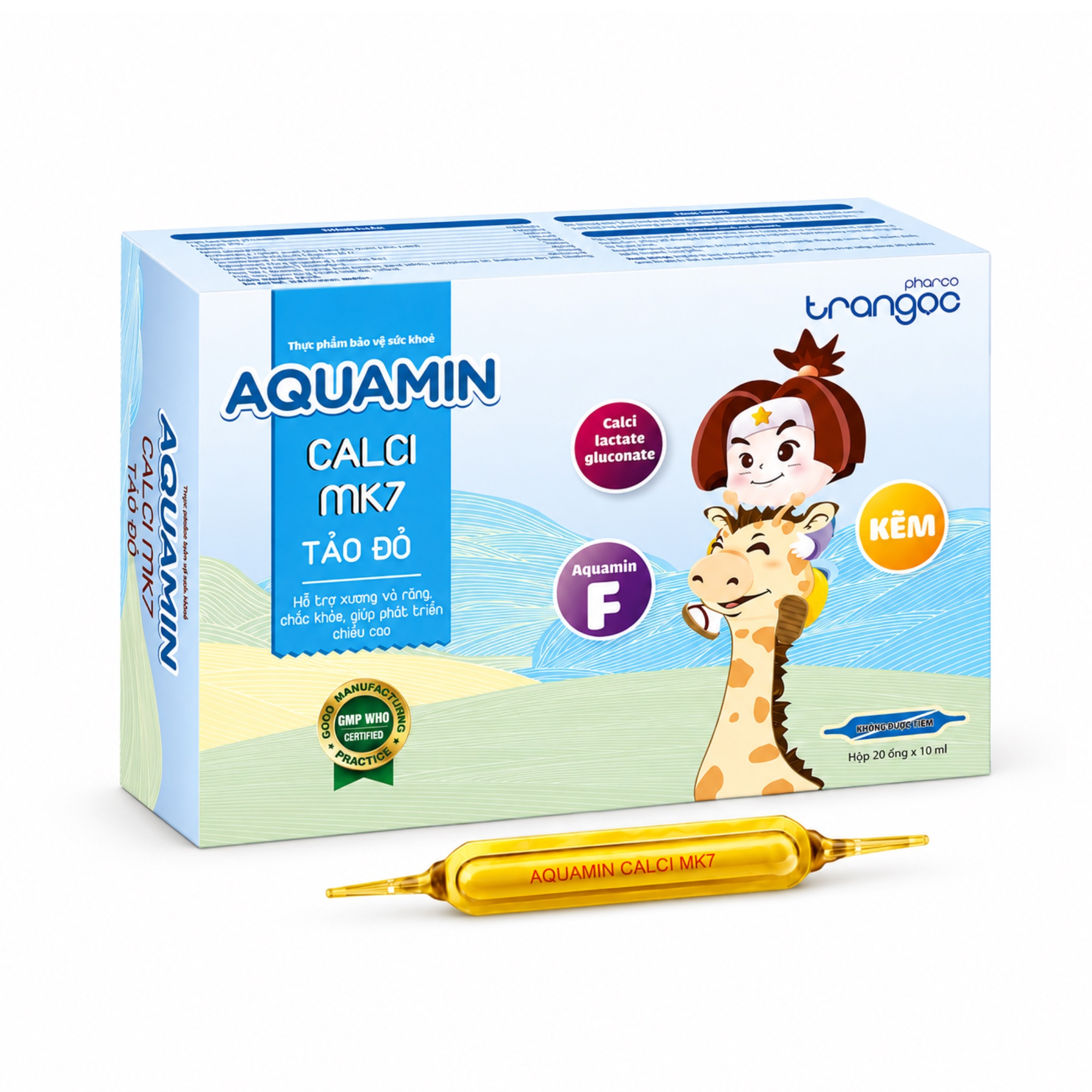 Siro Aquamin Calci Mk7 Tảo Đỏ Trần Ngọc ống thuỷ tinh (hộp màu xanh)