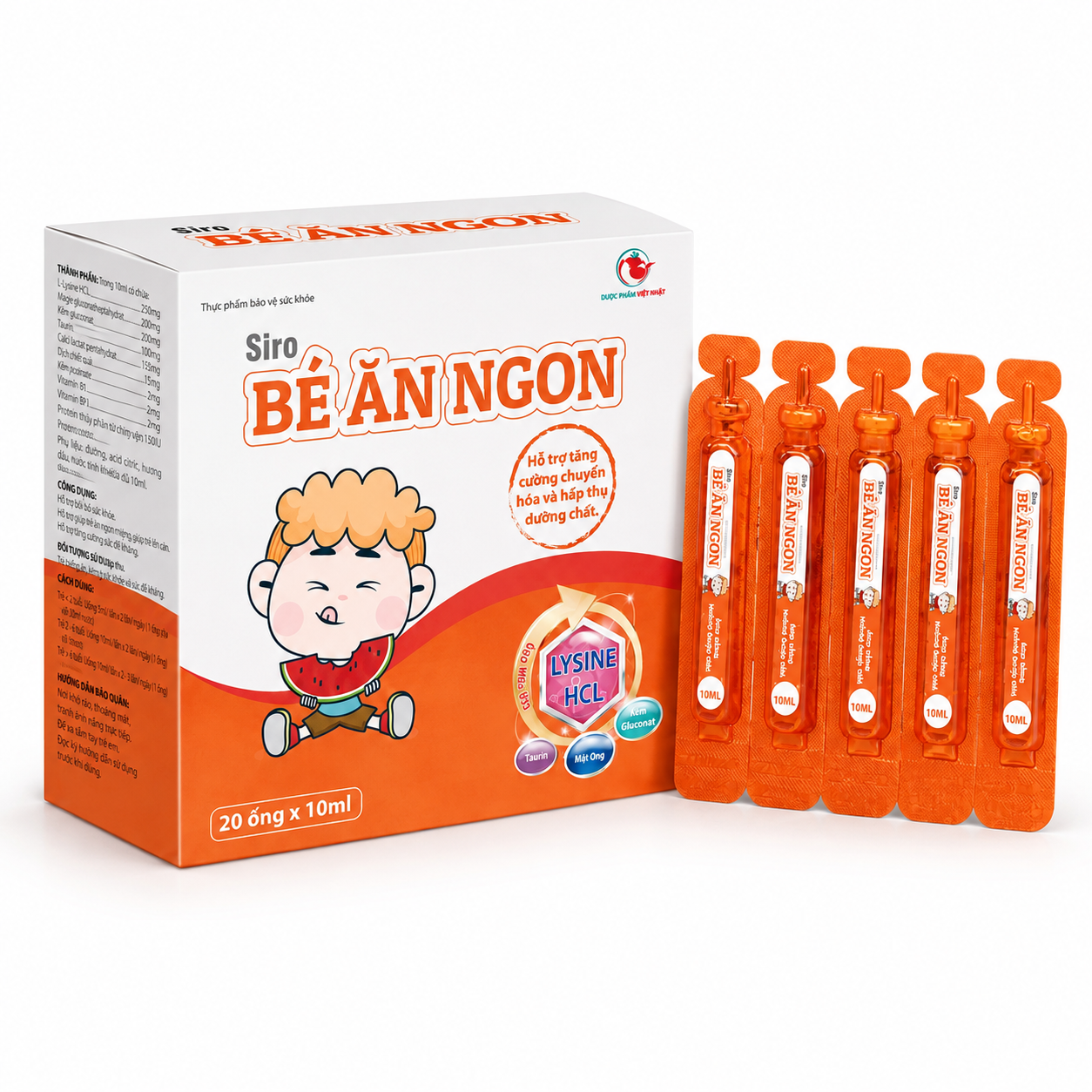 Siro Bé ăn ngon Việt Nhật - Hộp vuông màu cam