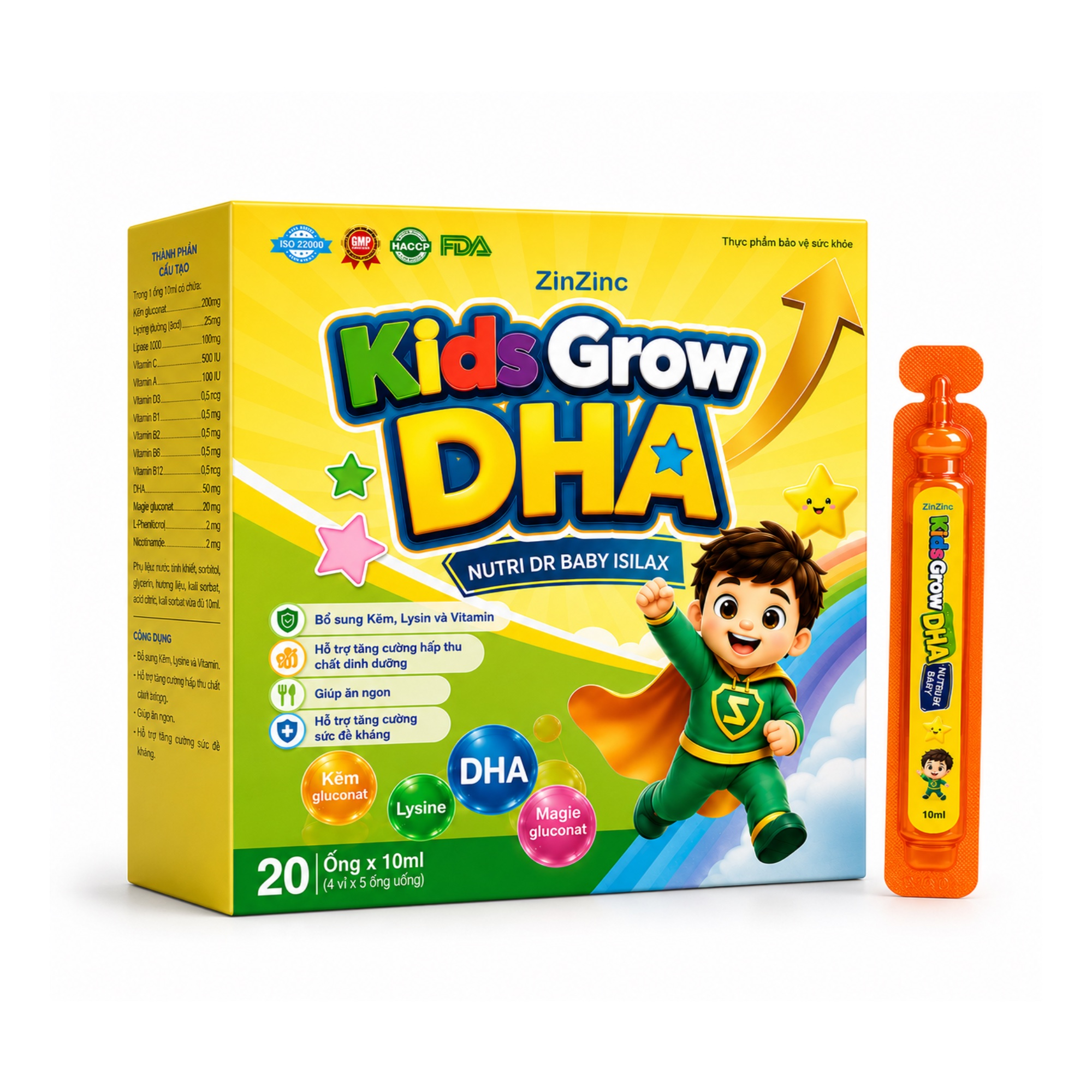 Siro cho bé Kids Grow DHA (Vàng xanh lá)