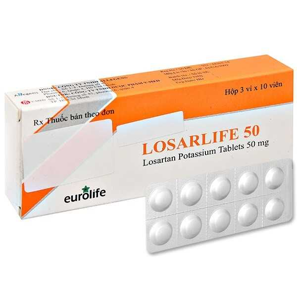 Thuốc điều trị tăng huyết áp Losarlife losartan 50mg eurolife
